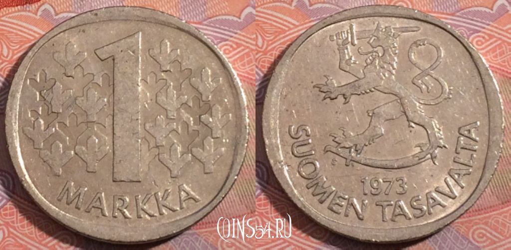 Монета Финляндия 1 марка 1973 года, KM# 49a, 185-134