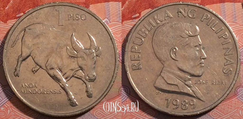 Монета Филиппины 1 писо 1989 года, KM# 243.1, 186-068