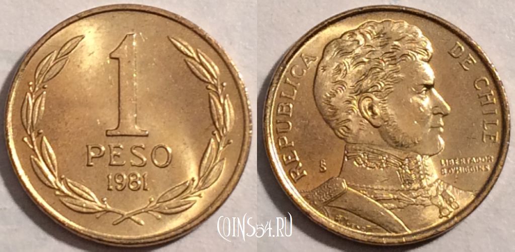 Монета Чили 1 песо 1981 года, KM# 216, 188-126