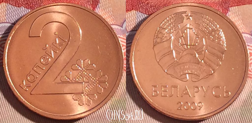 Монета Беларусь 2 копейки 2009 года, KM# 562, UNC, 266-078