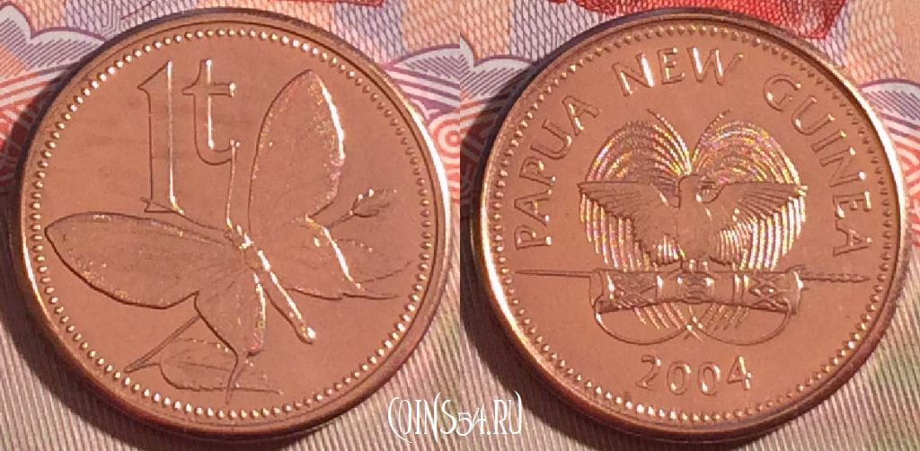 Монета Папуа Новая Гвинея 1 тойя 2004 года, KM# 1, 266-102