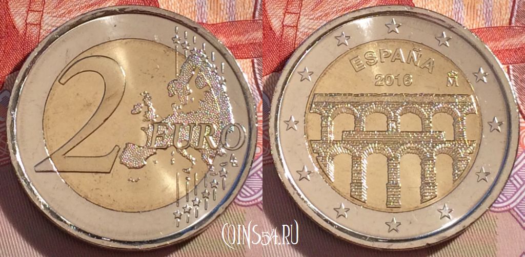 Монета Испания 2 евро 2016 года, KM# 1375, UNC, 267-071