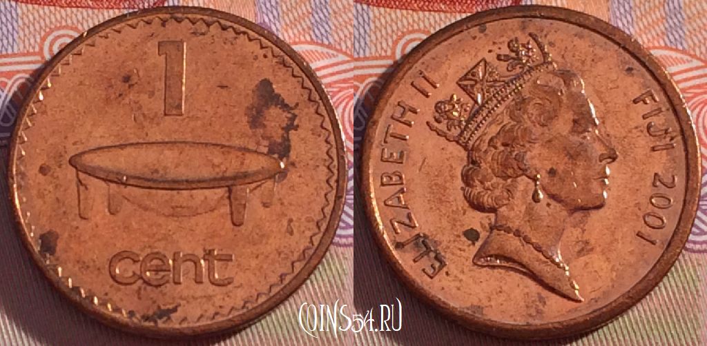 Монета Фиджи 1 цент 2001 года, KM# 49a, 270-118