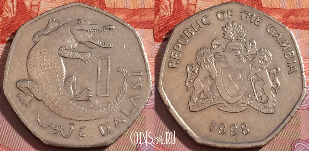 Монета Гамбия 1 даласи 1998 года, KM# 59, 275-112
