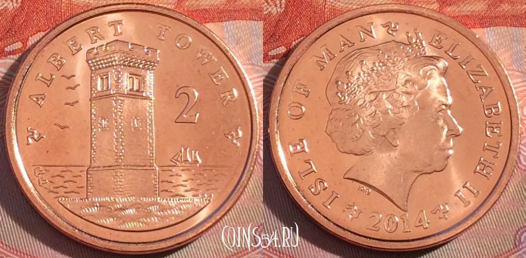 Монета Остров Мэн 2 пенса 2014 года, KM# 1254, UNC, 278-031