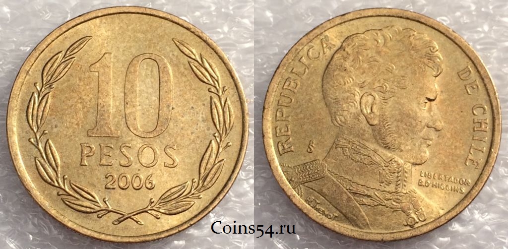 Монета Чили 10 песо 2006 года, KM# 228, a077-018