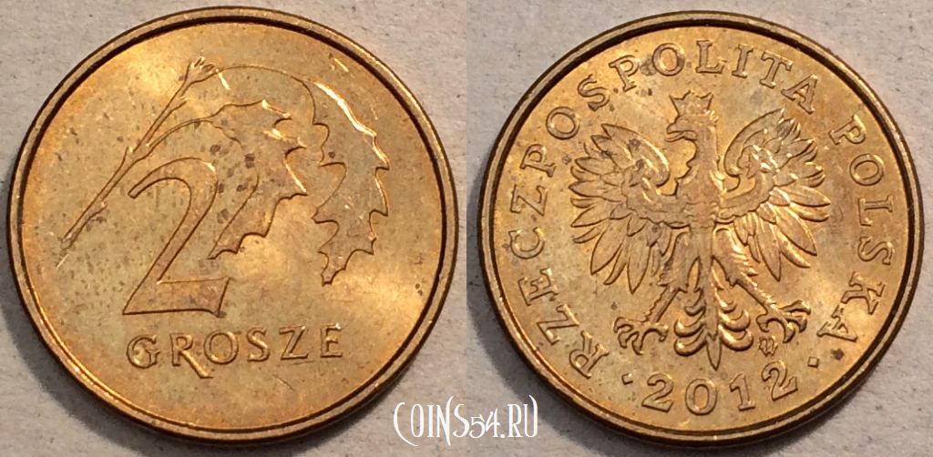 Монета Польша 2 грошей 2012 год, Y# 277, 96-137