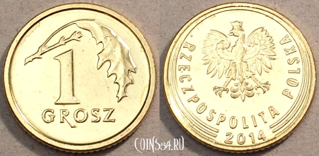 Монета Польша 1 грош 2014 года, UC# 1, 96-142