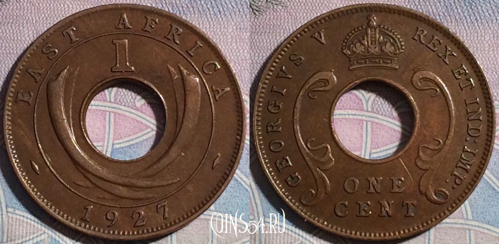 Британская Восточная Африка 1 цент 1927 года, KM# 22, a068-095