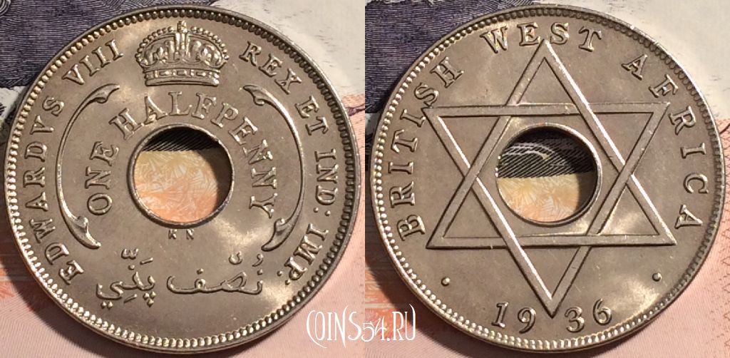 Британская Западная Африка 1/2 пенни 1936 года, KM# 15, a063-140