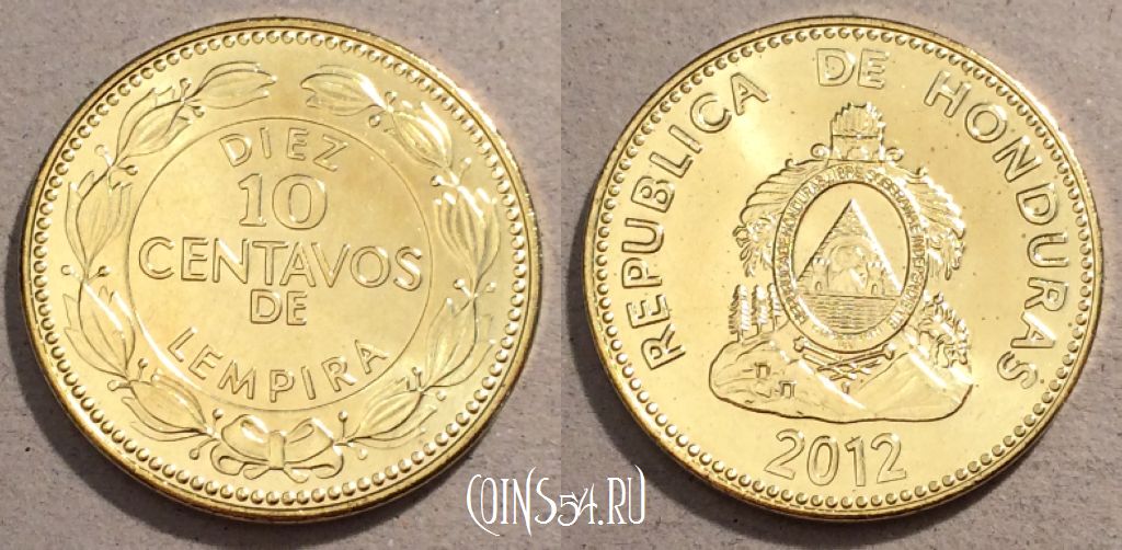 Монета Гондурас 10 сентаво 2012 года, KM# 76.4, UNC, 108-097