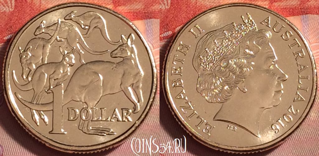 Монета Австралия 1 доллар 2016 года, KM# 489, 297j-005