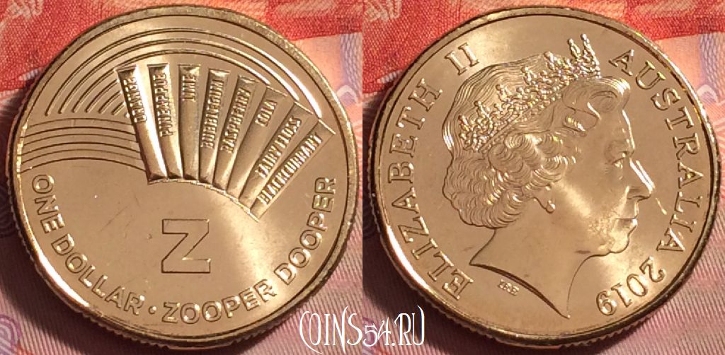 Монета Австралия 1 доллар 2019 года, Буква Z, 302j-072