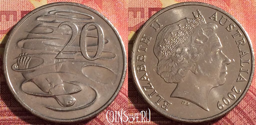 Монета Австралия 20 центов 2009 года, KM# 403, 283i-031