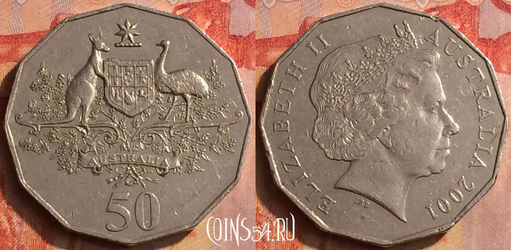 Монета Австралия 50 центов 2001 года, KM# 491.1, 204o-019