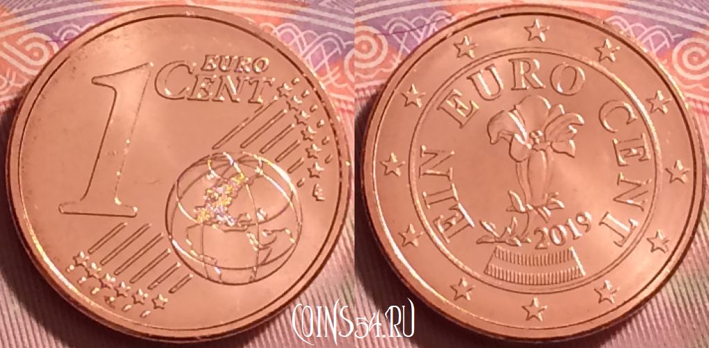 Монета Австрия 1 евроцент 2019 года, KM# 3082, 280j-032