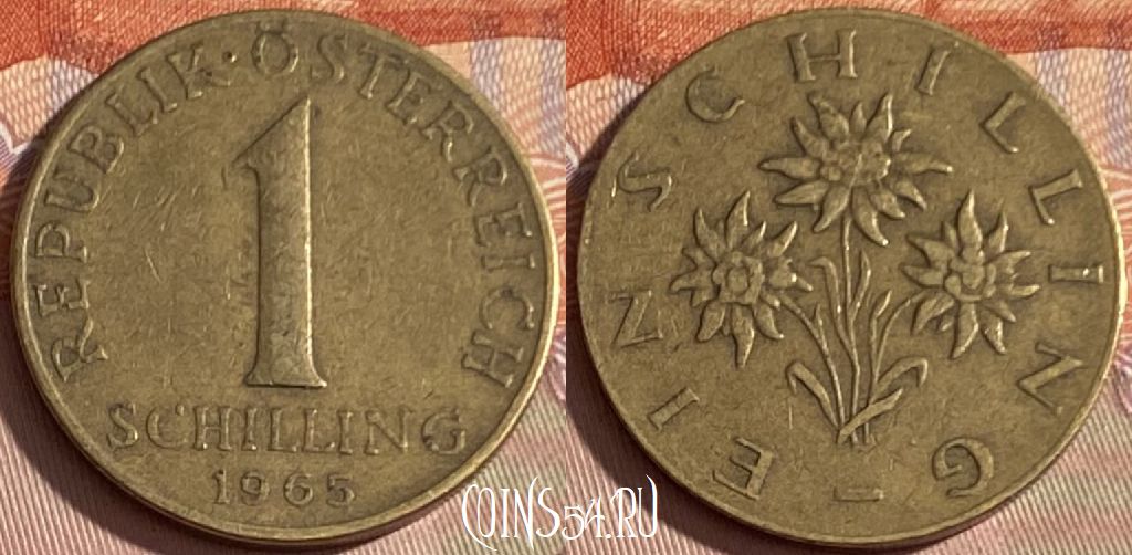 Монета Австрия 1 шиллинг 1965 года, KM# 2886, 379p-119