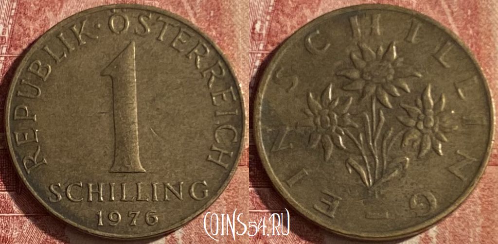 Монета Австрия 1 шиллинг 1976 года, KM# 2886, 044p-016
