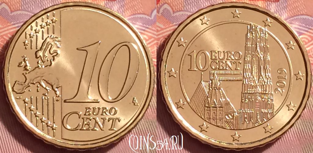 Монета Австрия 10 евроцентов 2019 года, KM# 3139, 281j-006