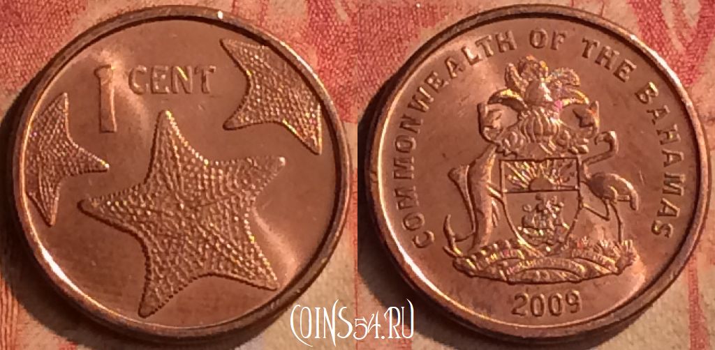 Монета Багамы 1 цент 2009 года, KM# 218.2, 415-072