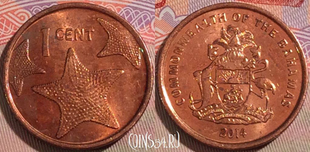 Монета Багамы 1 цент 2014 года, KM# 218.2, 130b-060