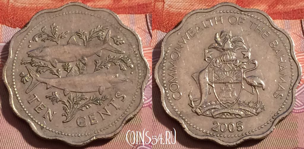 Монета Багамы 10 центов 2005 года, KM# 61, 106b-071