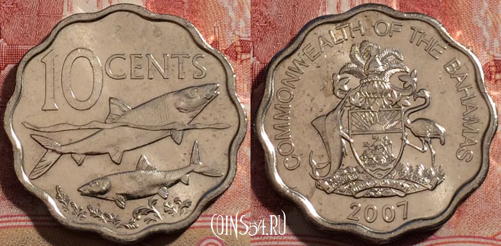 Монета Багамы 10 центов 2007 года, KM# 219, 206-053