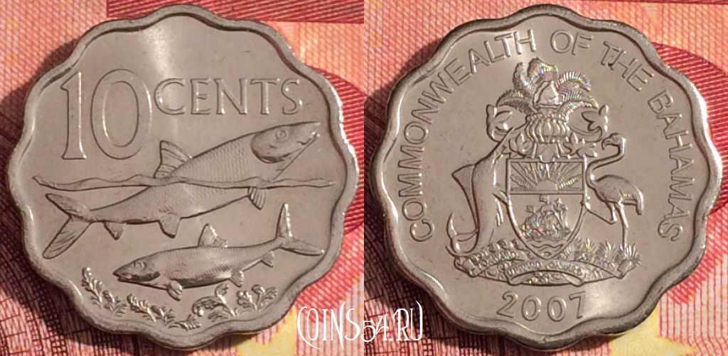 Монета Багамы 10 центов 2007 года, KM# 219, 251i-049
