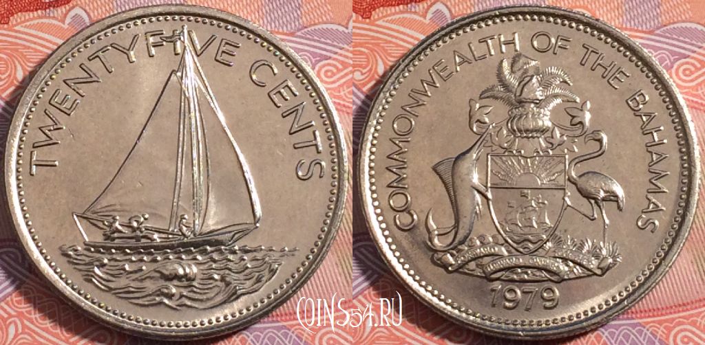 Монета Багамы 25 центов 1979 года, KM# 63.1, a146-106