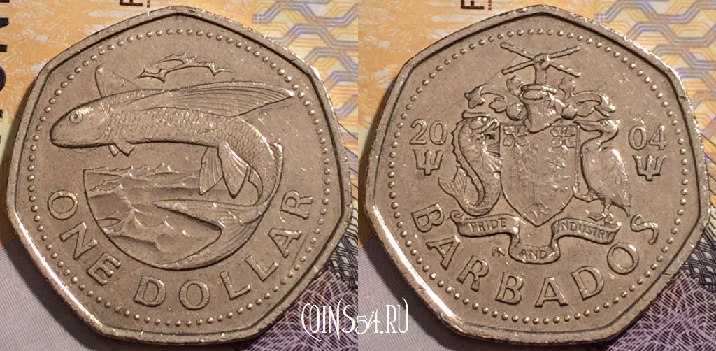 Монета Барбадос 1 доллар 2004 года, KM# 14.2, 187-074