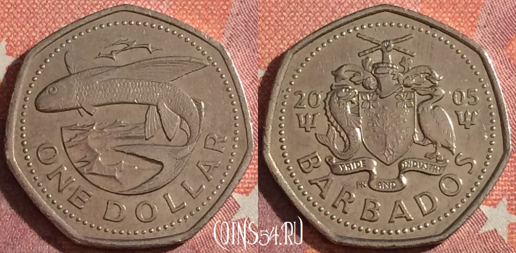 Монета Барбадос 1 доллар 2005 года, KM# 14.2, 344-052