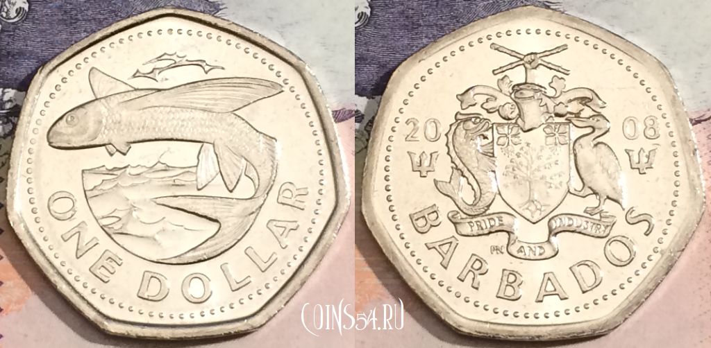 Монета Барбадос 1 доллар 2008 года, KM# 14.2a, 166-099