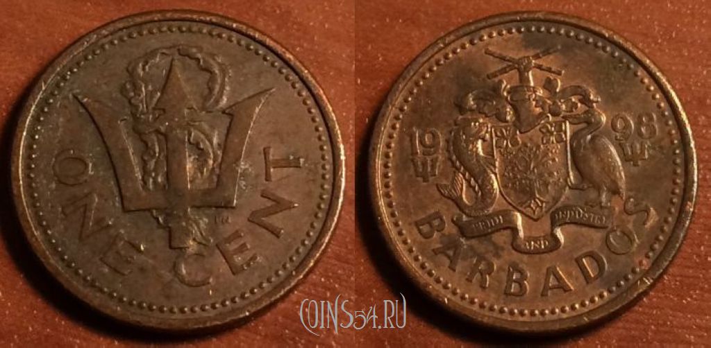 Монета Барбадос 1 цент 1998 года, KM# 10a, 41-144