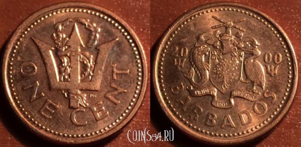 Монета Барбадос 1 цент 2000 года, 50-017