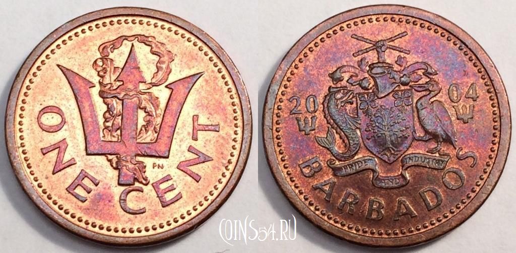 Монета Барбадос 1 цент 2004 года, KM# 10a, 81-006b