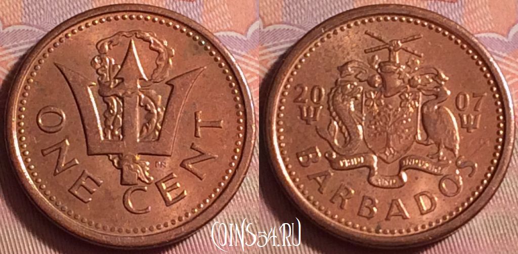 Монета Барбадос 1 цент 2007 года, KM# 10a, 092k-080