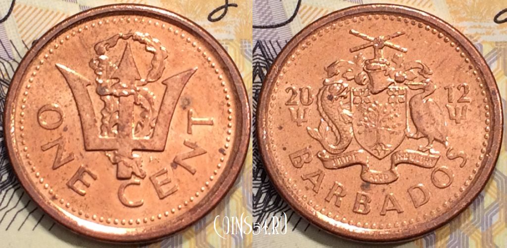 Монета Барбадос 1 цент 2012 года, KM# 10b, 128-118