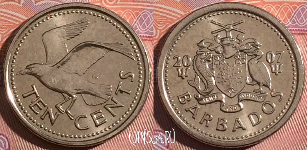 Монета Барбадос 10 центов 2007 года, KM# 12a, a136-102