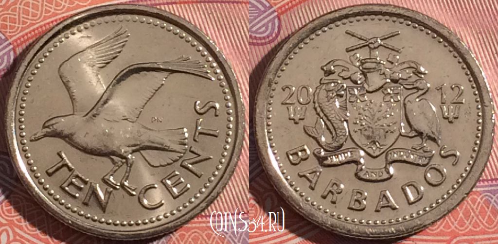 Монета Барбадос 10 центов 2012 года, KM# 12a, a136-101
