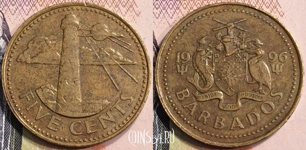 Монета Барбадос 5 центов 1996 года, KM# 11, 129-106