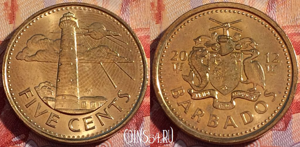 Монета Барбадос 5 центов 2012 года, KM# 11a, 085b-064