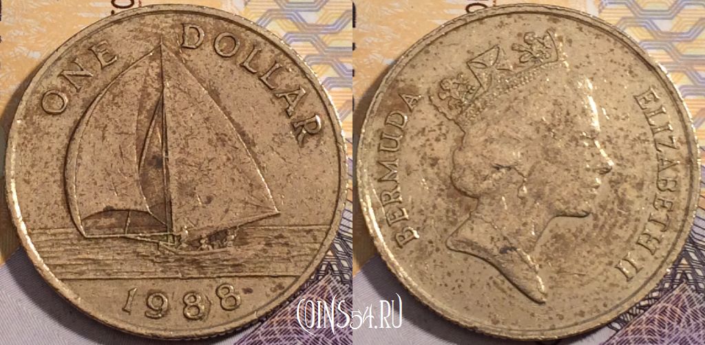 Монета Бермуды 1 доллар 1988 года, KM# 56, 187-008