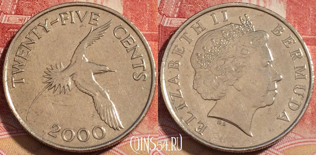 Монета Бермуды 25 центов 2000 года, KM# 110, 258-069