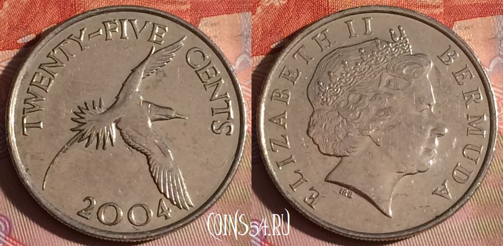 Монета Бермуды 25 центов 2004 года, KM# 110, 335-050