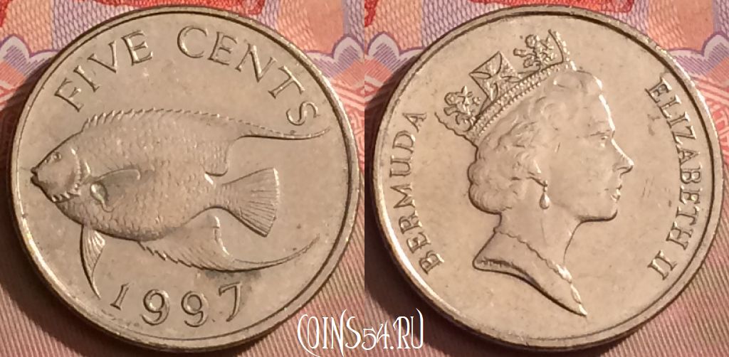 Монета Бермуды 5 центов 1997 года, KM# 45, 088l-124