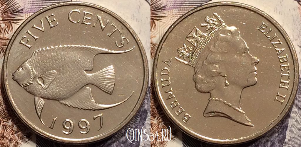Монета Бермуды 5 центов 1997 года, KM# 45, 135-004