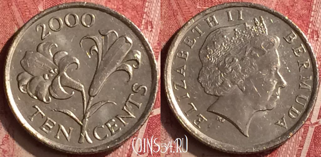 Монета Бермудские Острова 10 центов 2000 года, KM# 109, 184n-020