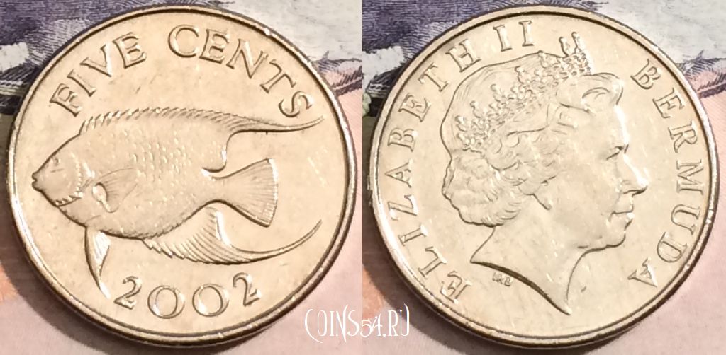 Монета Бермуды 5 центов 2002 года, KM# 108, 166-114