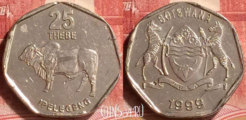Монета Ботсвана 25 тхебе 1999 года, КМ# 28, 170m-051