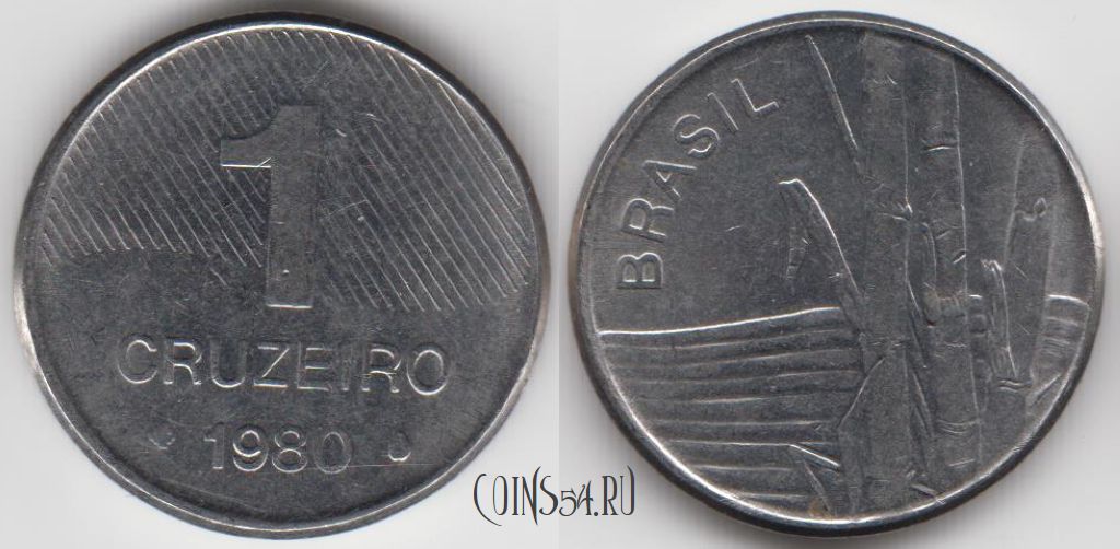 Монета Бразилия 1 крузейро 1980 года, KM 590, 125-074